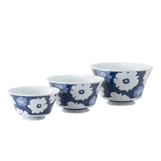 Saikai 西海陶器 波佐見燒 多容量丼飯碗3件組, 藍花紋, 1組