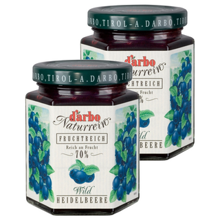 D'arbo 德寶 奧地利70%果肉果醬 蒂羅爾藍莓 頂級飯店和商務艙專用 天然果肉製成, 200g, 2罐