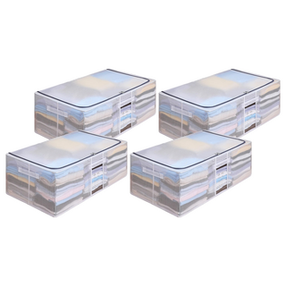 超大防水床底收納箱 90L, 80 x 47 x 24.4cm, 透明, 4個