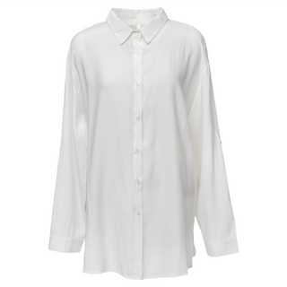 CARET 女款 捲袖雪紡襯衫, Free Size, 象牙色