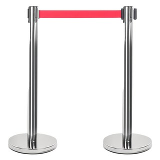 不鏽鋼伸縮排隊圍欄 一體式, 銀色+紅色, 2個