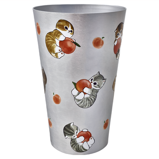 貓福珊迪 mofusand 輕量鋁杯 450ml, 滿版桃子貓 銀色, 1盒