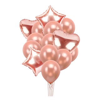 乳膠+鋁箔氣球16件組 - 玫瑰金, 1組