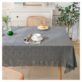 Hoom天森生活 編織奶茶桌布, 130 x 180cm, 灰色, 1個