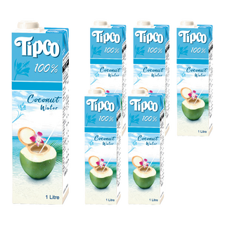 Tipco 100%椰子水 1L 天然無添加 清涼解渴, 6瓶