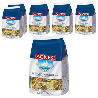 AGNESI 義大利 彩色螺旋麵 杜蘭小麥 500g 適合搭配肉類或起司醬汁, 6包