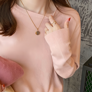 BUY LOVE 買到戀愛 薄款圓領羊絨長袖打底衫 - F/粉