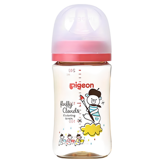 pigeon 貝親 實感哺乳塑膠奶瓶 3個月以上, 彩繪熊, 240ml, 1個