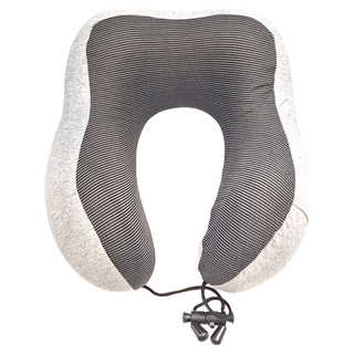 FANCY LIFE M型記憶棉頸枕 旅行便攜U型枕 親膚柔軟磁布面料, 棉灰色