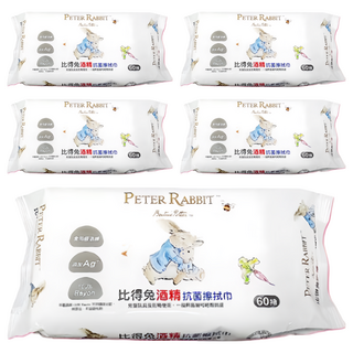 PETER RABBIT 比得兔 酒精抗菌擦拭巾, 60張, 5包