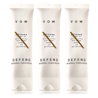 VOW 極效純物理防曬霜 SPF50★★★ 40g 臉部專用 抗汗 隔離空汙 柔焦美肌 自然潤色, 3條