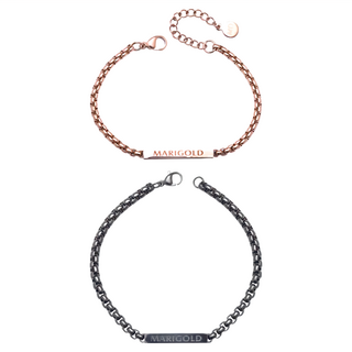 MARIGOLD 美爾朵 語言的浪漫 1 + 1 4種幸福語言情侶手鍊禮盒 1盒 男款20.5cm 女款14.5cm 延長鍊:男款無/女款4cm