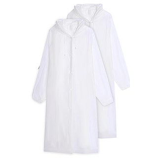 小明村長 EVA雨衣成人款 輕便耐用 時尚雨具, 透明白, 2件, 均碼