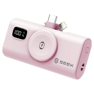 SEEK 三合一迷你快充口袋電源pro pw-517-pk 支援Apple Watch無線充電 便攜, 粉色