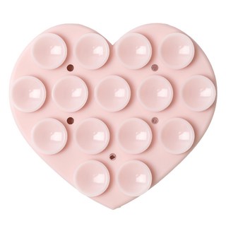 GOOSPERY 粉彩色 雙面吸盤式矽膠愛心固定墊, 1個, 淺粉色