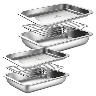 WAGENSTEIGER 不鏽鋼托盤組, S(盤子 + 瀝油架 + 托盤三件式), Silver, 1組