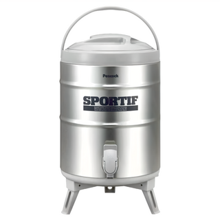 Peacock 日本孔雀 SPORTIF 高質感不鏽鋼保溫桶保冷桶, 銀色, 9.5L, 1個