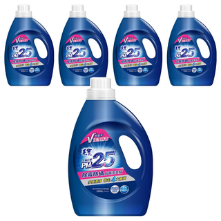 毛寶 PM2.5 除霉防螨抗菌 洗衣精 V型潔淨因子 奈米級洗淨 百里香精萃 棕櫚油植物性配方, 2.2kg, 5瓶