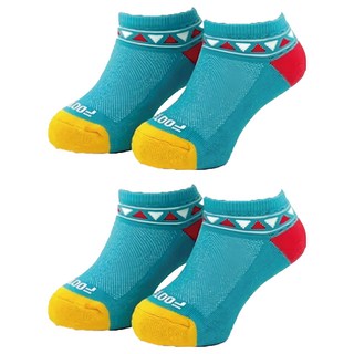 FOOTER 經典圖騰運動氣墊船型除臭襪 適用腳長19~22cm, 2雙, 黃色