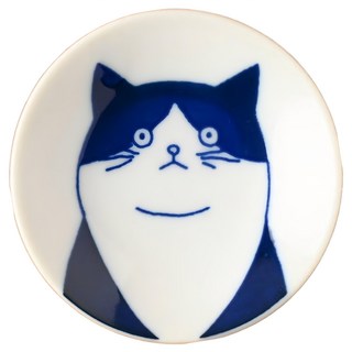美濃燒 小碟 9cm 日式可愛陶瓷小菜碟 醬料碟, 1入, 賓士貓