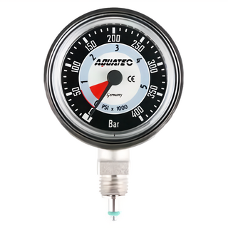 AQUATEC 壓力金屬單錶 錶殼鍍鉻黃銅材質 400 BAR (5800 PSI) 螢光儀錶和刻度盤 42毫米 PG-450M, 黑色, 銀色