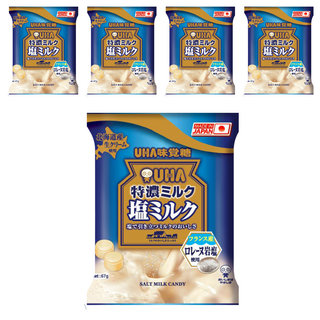 UHA 味覺糖 鹽味牛奶糖 北海道鮮奶油 法國 Lorraine 岩鹽, 67g, 5袋