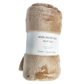 MOON SHADOW HOUSE 法蘭絨小毯子 - 雙層加厚, 100 x 150cm, 棕駝色