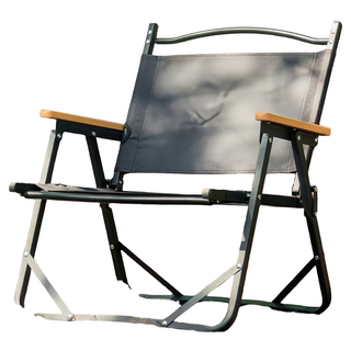 AMOS 鋁合金折疊櫸木扶手露營椅, 600D牛津布, 耐重120kg, 黑色, 1個