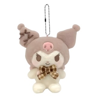KUROMI 酷洛米 可愛造型玩偶吊飾鑰匙圈 16 x 12cm 60g, 酷洛米摩卡格紋, 1個, 16cm