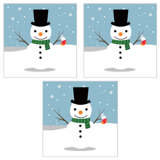 數字油畫 DIY 雪人 Set 3個 油畫布 松木框 20*20cm, 雪人 藍色 + 白色 + 黑色