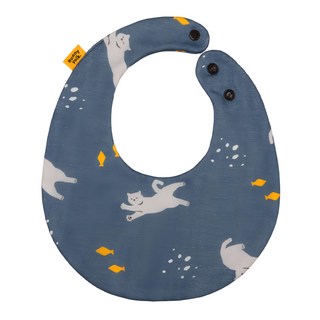 Runny yolk. 朗尼幼克 純棉口水巾 20.5x24.5cm, 墨藍色, 1個