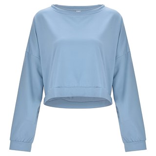 FR322 淺藍 大學T 圓領短版衛衣, L