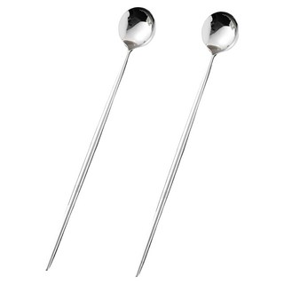 瑞典廚房 不鏽鋼冰勺/攪拌匙/咖啡勺/冰沙匙/甜點勺/冰品/甜品/湯匙 19cm, 2支, 2支攪拌匙, 銀色