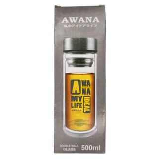 AWANA 艾薇兒 寬口濾網雙層玻璃杯500ml, GL-500, 1個