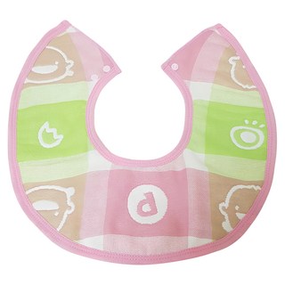 PiYOPiYO 黃色小鴨 360度加大圍兜 六層立體紗布 透氣吸濕不悶熱 加大雙段式圍兜, 淺粉色, 1件