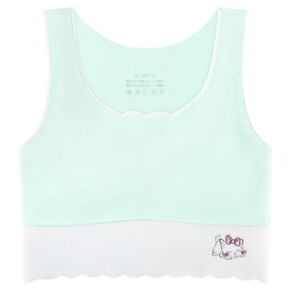YOiie 莫代爾冰絲透氣寬肩內衣 加長背心型 成長內衣 型號8801, M(75A), 青蘋綠