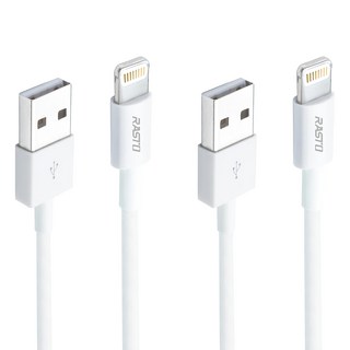RASTO RX34 蘋果 Lightning 充電傳輸線雙入組, 1m, 白色, 1組