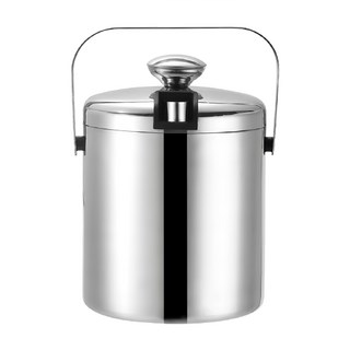 304不鏽鋼收納夾保冰桶 攜帶方便 雙層中空保冷設計 附冰夾, 14 x 14 x 20cm, 1.3L, 1個