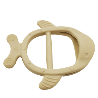 KU.KU Duckbill 酷咕鴨 KUKU PLUS 小魚兒矽膠固齒器, 食品級矽膠製成,柔軟材質搭配凸點紋理, 3個月以上, 伯爵奶, 1個