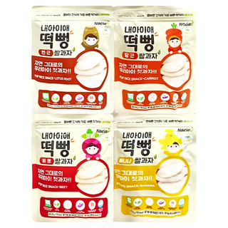 Naeiae 綜合米餅組 30g 4包, 甜菜根口味 + 蓮藕口味 + 胡蘿蔔口味 + 香蕉口味, 120g, 1組