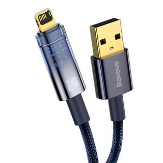 Baseus 倍思 探索者智能斷電充電線 lightning 1m 藍色 快充, 1個