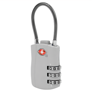 TRAVELON TSA三碼軟繩式防盜密碼鎖, 銀色, 3 x 1.2 x 8cm