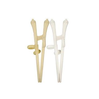 Edison 愛迪生 幼兒專用迷你矯正學習筷 18個月以上適用, 小鴨黃 + 米色, 2雙