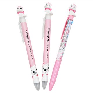 hM PLUS Disney迪士尼 原子筆套組 0.5毫米原子筆 單色原子筆2入+三色原子筆1入, 瑪麗貓款, 1組