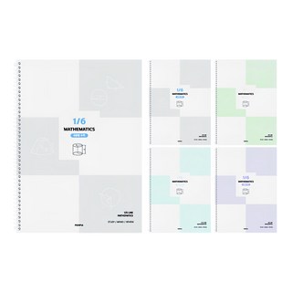 Penpia 3000 6分割線圈數學筆記本, 5個, 隨機出貨