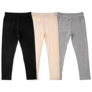 BASE ALPHA ESSENTIALS 兒童內搭褲組 3件, M, 黑色+灰色+象牙白