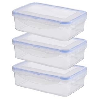 小麥購物 密封保鮮盒 長方款, 900ml, 3個