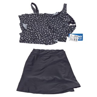 Summer love 夏之戀 大女長版二件式泳裝, 黑色 + 白色