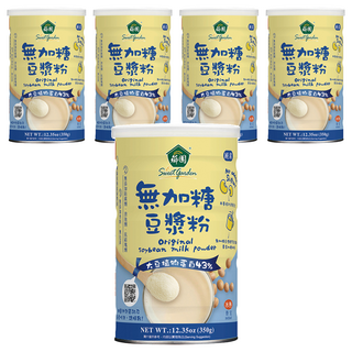 薌園 無加糖豆漿粉 熟粉 含43%植物蛋白, 350g, 5罐