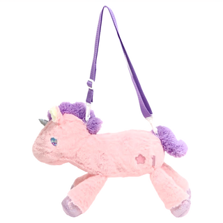 UM 獨角獸 毛絨斜挎包, 粉色, 28cm